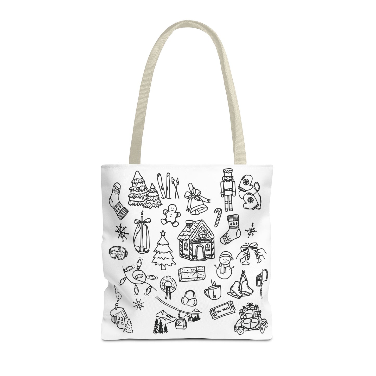 Holiday Doodle Tote Bag — Festive Christmas