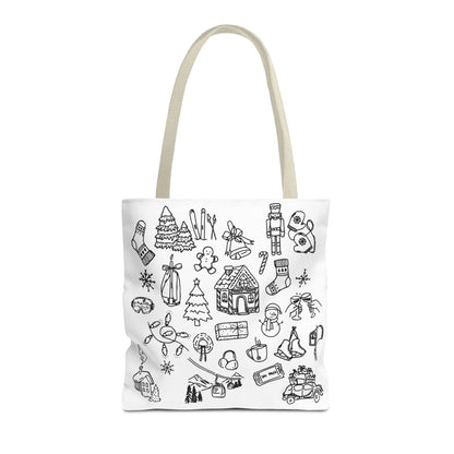 Holiday Doodle Tote Bag — Festive Christmas