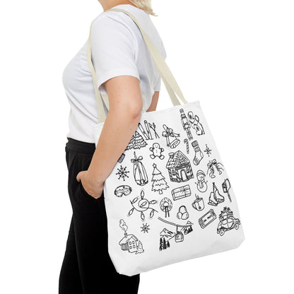 Holiday Doodle Tote Bag — Festive Christmas