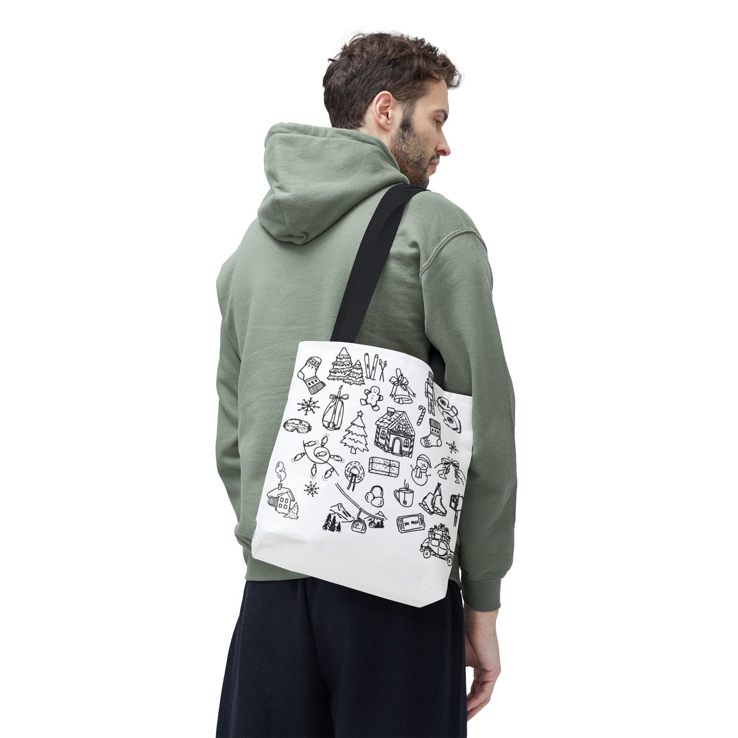 Holiday Doodle Tote Bag — Festive Christmas