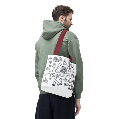 Holiday Doodle Tote Bag — Festive Christmas