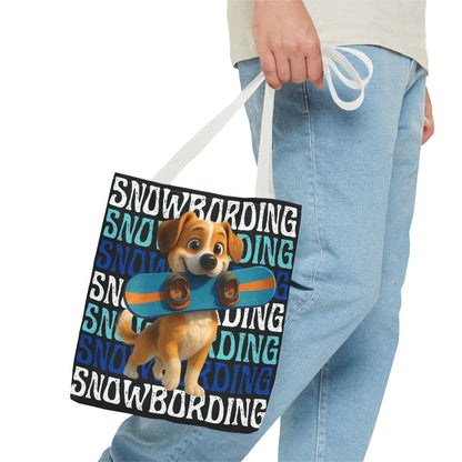 Snowboarding Puppy Tote Bag