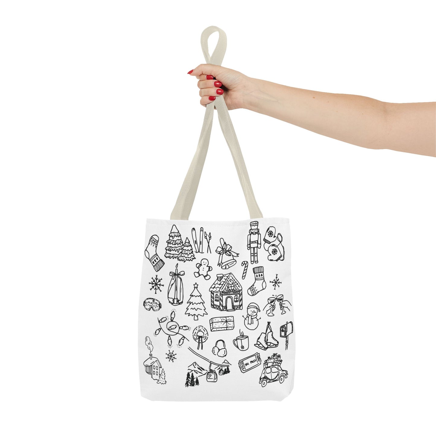 Holiday Doodle Tote Bag — Festive Christmas