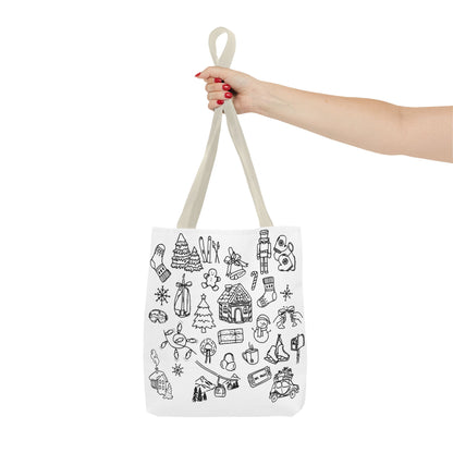 Holiday Doodle Tote Bag — Festive Christmas