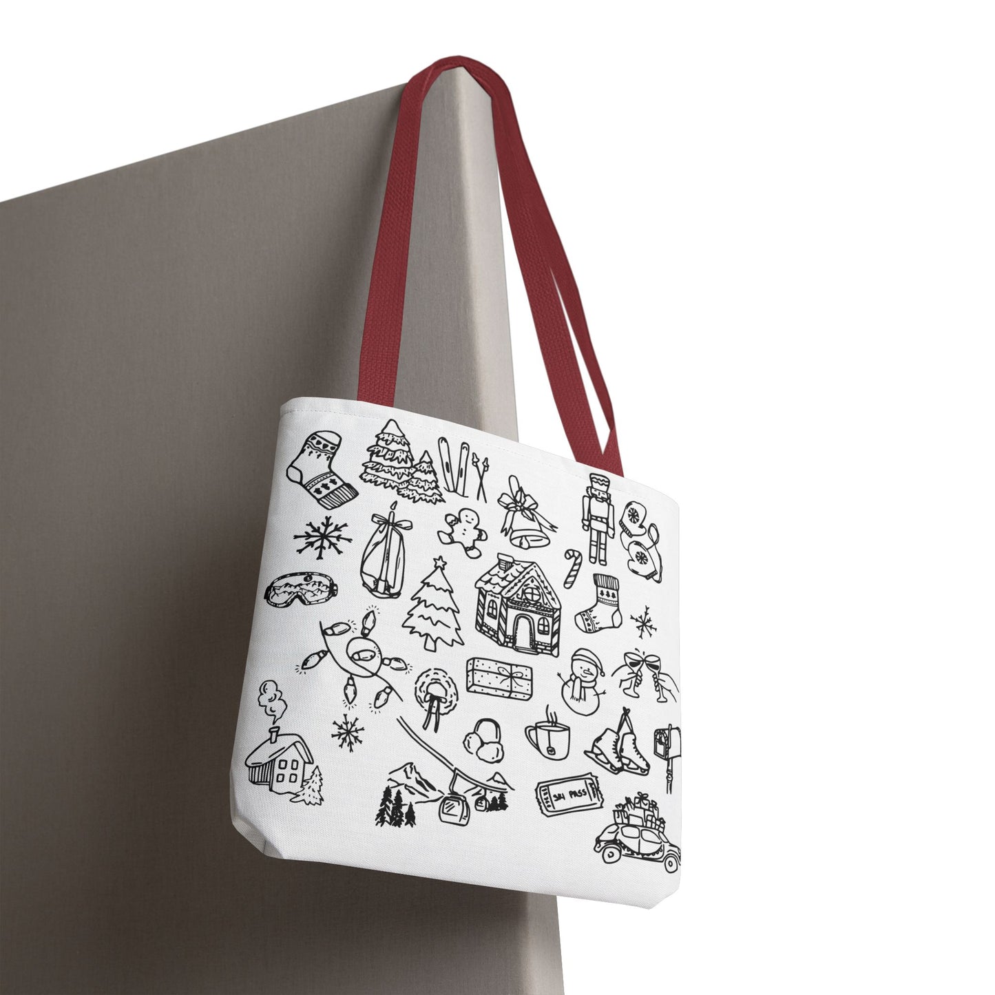 Holiday Doodle Tote Bag — Festive Christmas