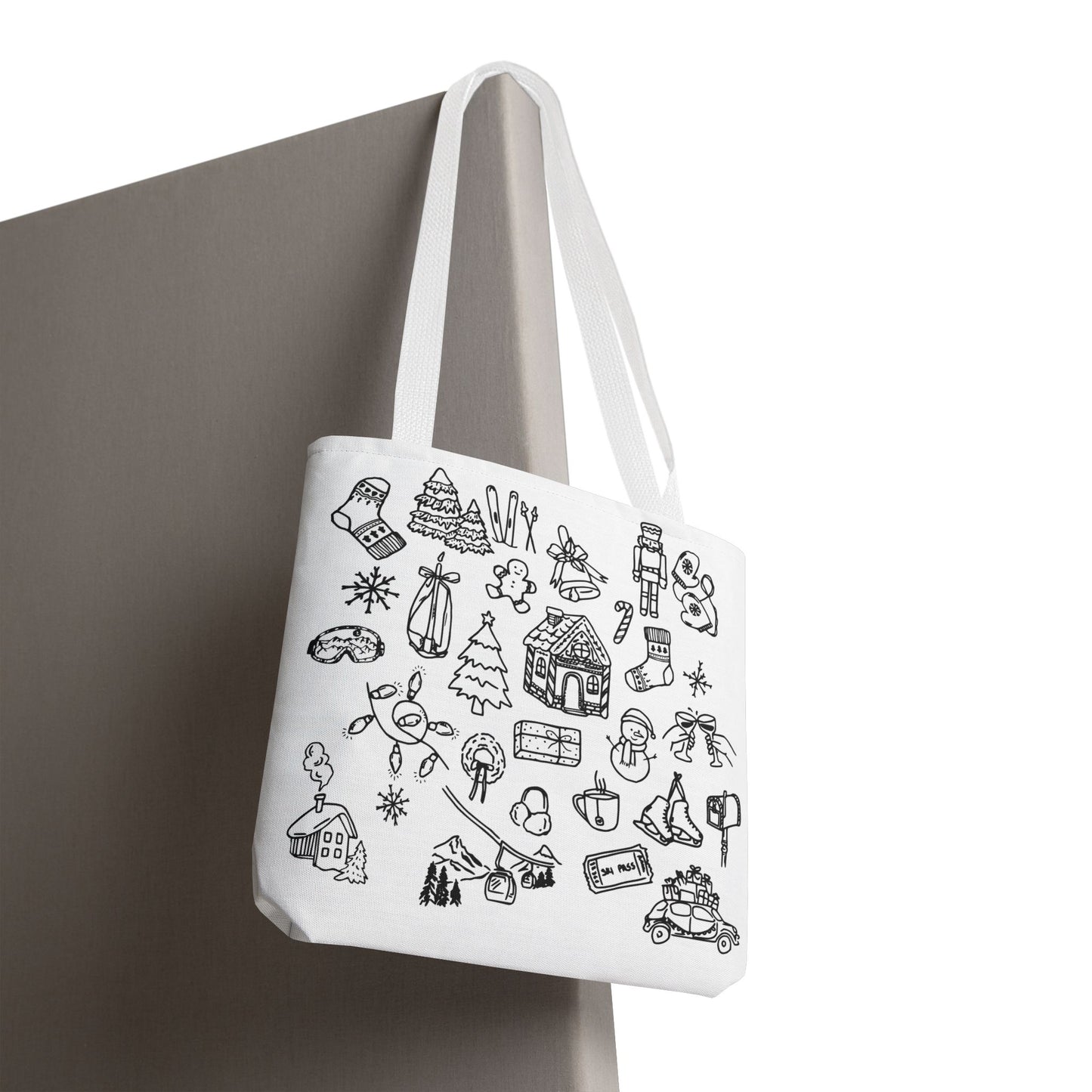 Holiday Doodle Tote Bag — Festive Christmas