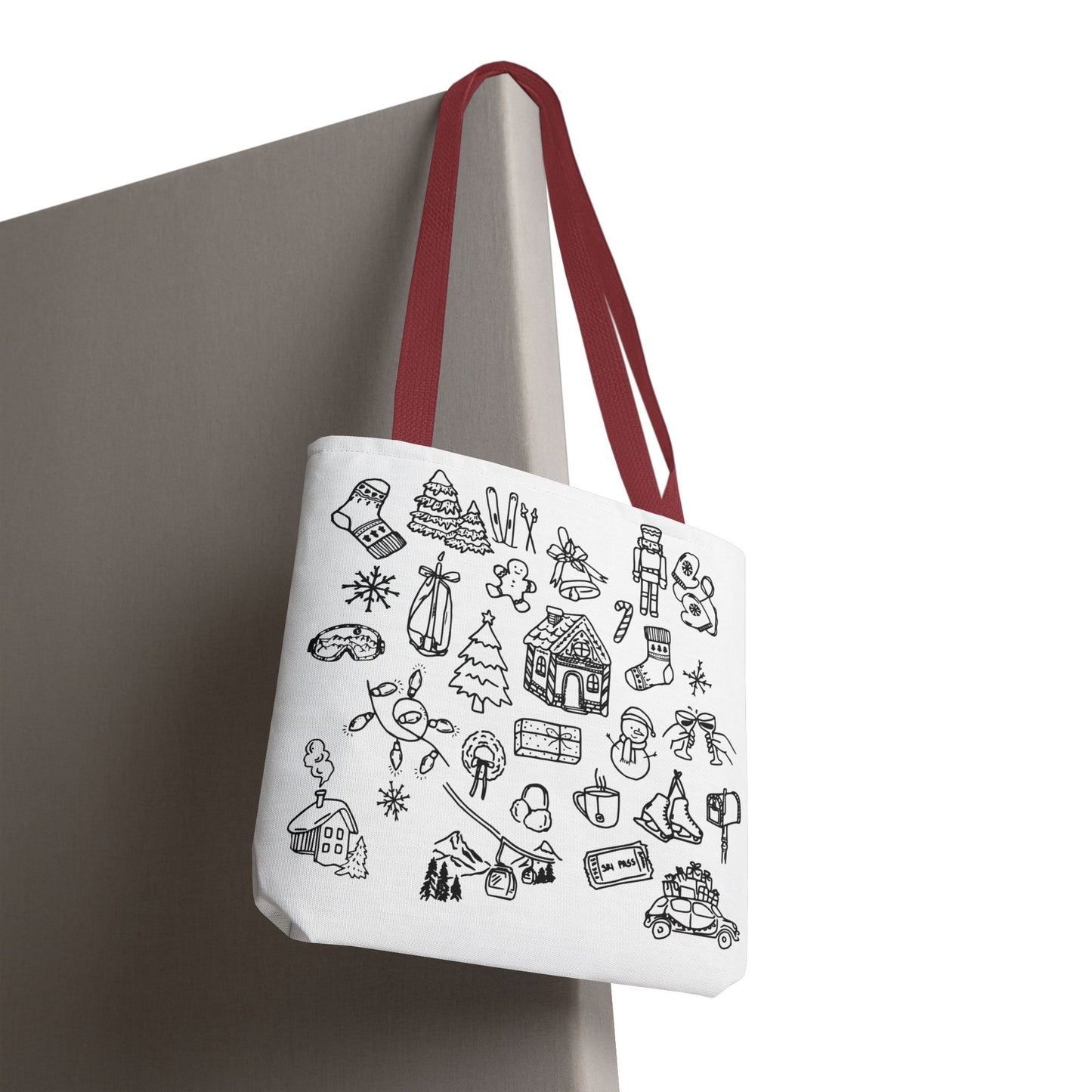 Holiday Doodle Tote Bag — Festive Christmas