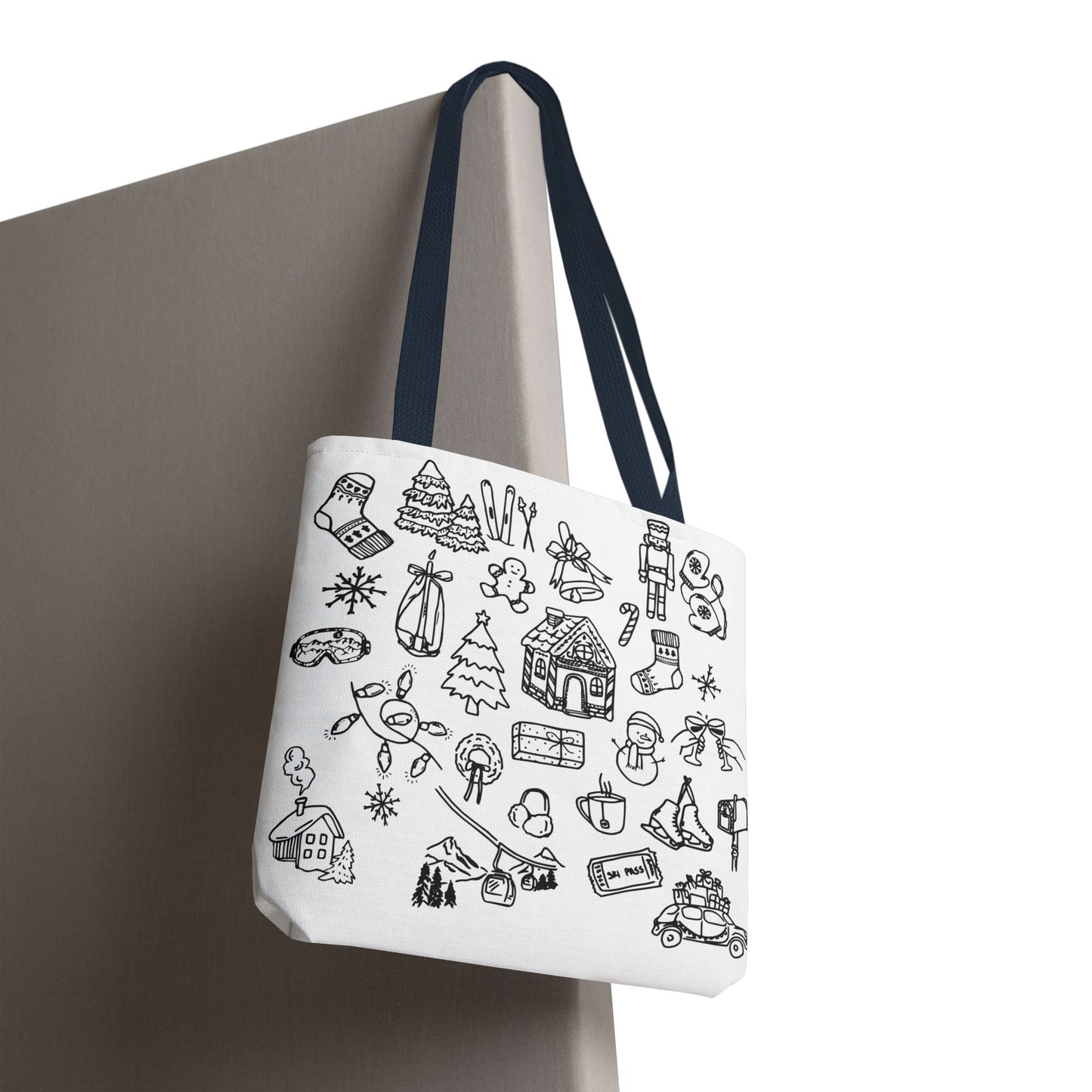 Holiday Doodle Tote Bag — Festive Christmas