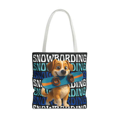 Snowboarding Puppy Tote Bag