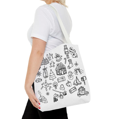 Holiday Doodle Tote Bag — Festive Christmas