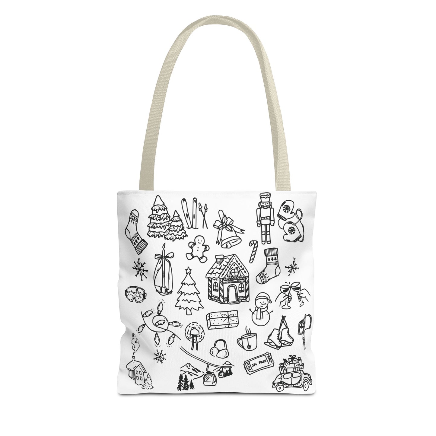 Holiday Doodle Tote Bag — Festive Christmas