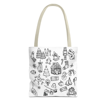 Holiday Doodle Tote Bag — Festive Christmas