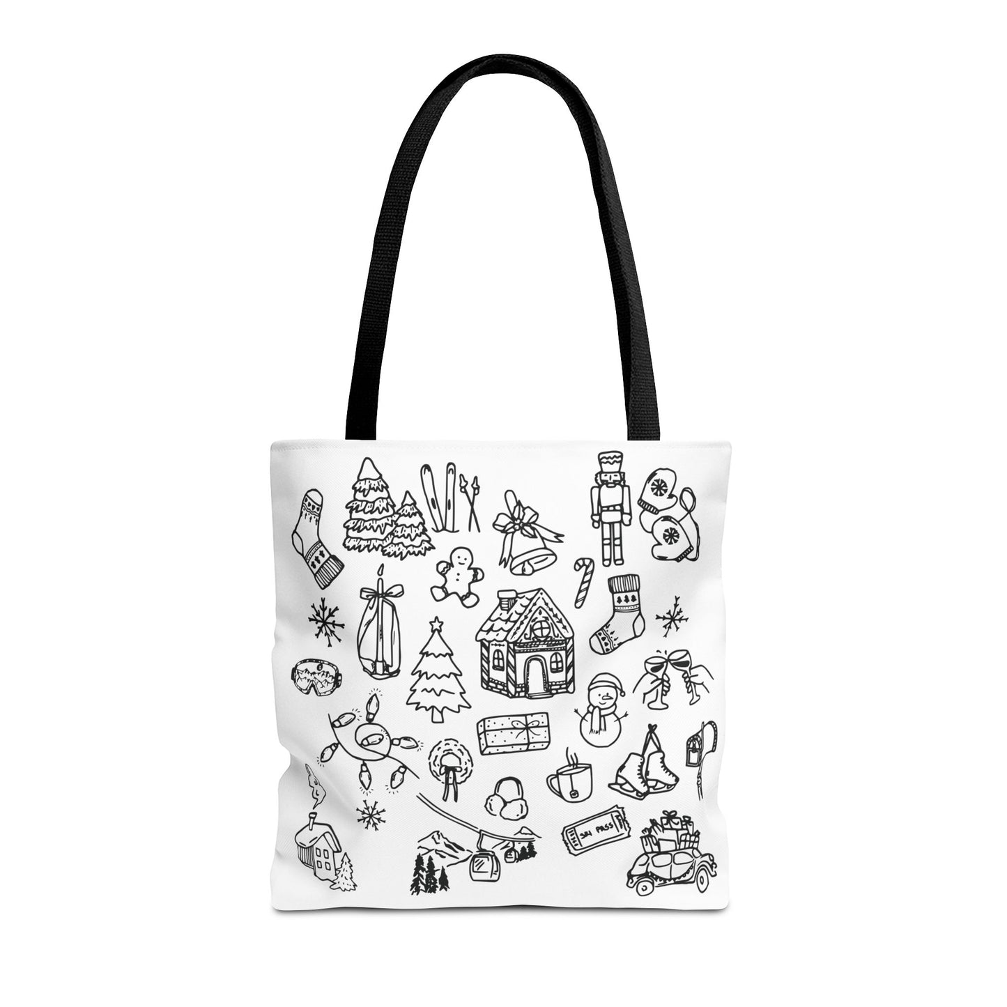 Holiday Doodle Tote Bag — Festive Christmas