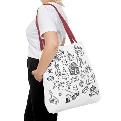 Holiday Doodle Tote Bag — Festive Christmas
