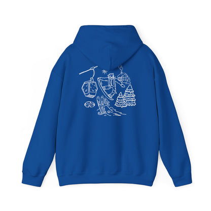 Hoodie — Minimal Ski Resort Line Art Hoodie (chairlift, skis & mountain)