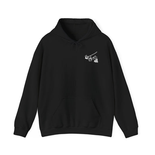 Hoodie — Minimal Ski Resort Line Art Hoodie (chairlift, skis & mountain)