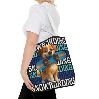 Snowboarding Puppy Tote Bag