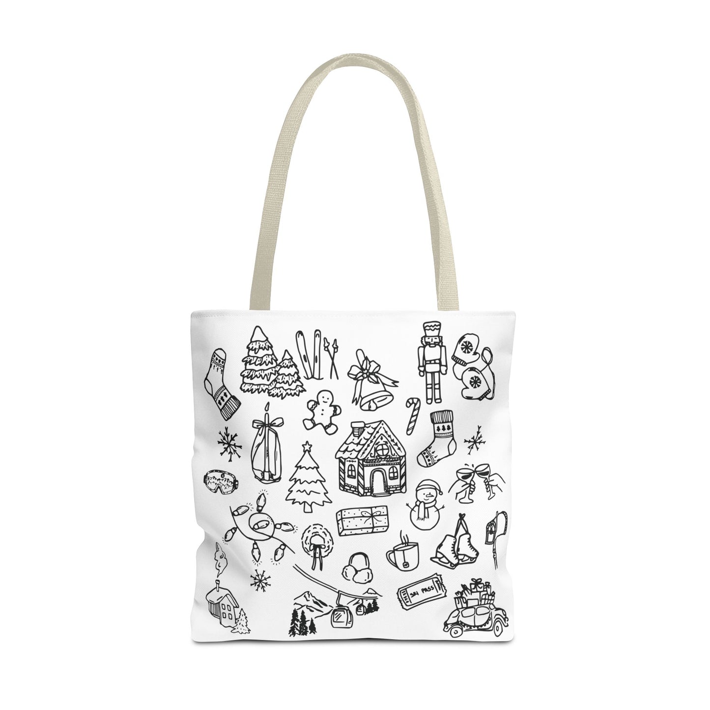 Holiday Doodle Tote Bag — Festive Christmas