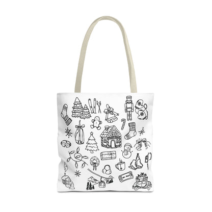 Holiday Doodle Tote Bag — Festive Christmas